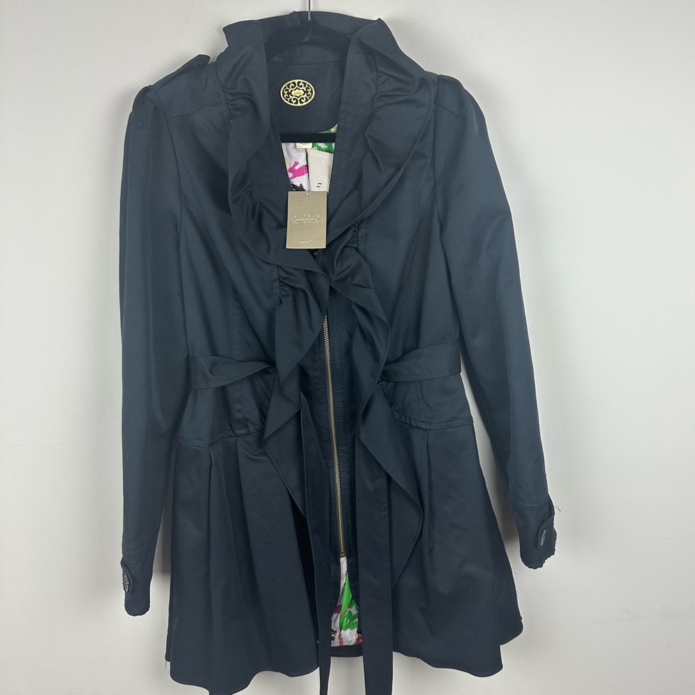 NWT Idra Ruffle Trench Coat Size 10  Anthropologie